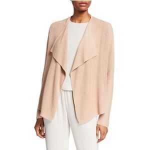 Eileen Fisher Organic Linen Cotton Drape Front Cardigan Womens Small EUC